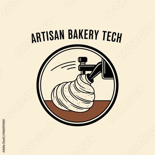 Logo design for an artisan bakery featuring a dough mixing machine.