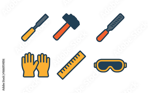 vector colorful filled icons frost fair (night glow): lanterns icy ground crowd stalls warm breath music.