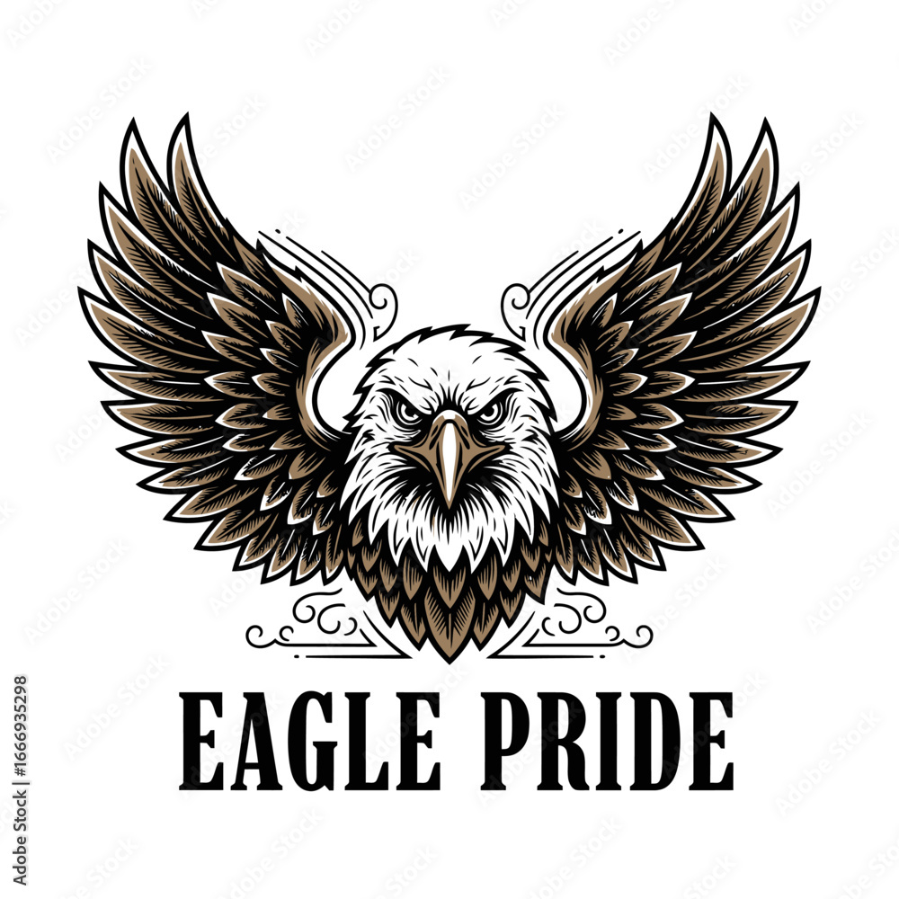 Obraz premium A powerful illustration of an eagle with its wings spread wide, embodying pride and freedom.