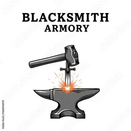 Blacksmith Armory logo.  A hammer strikes a sword on an anvil.