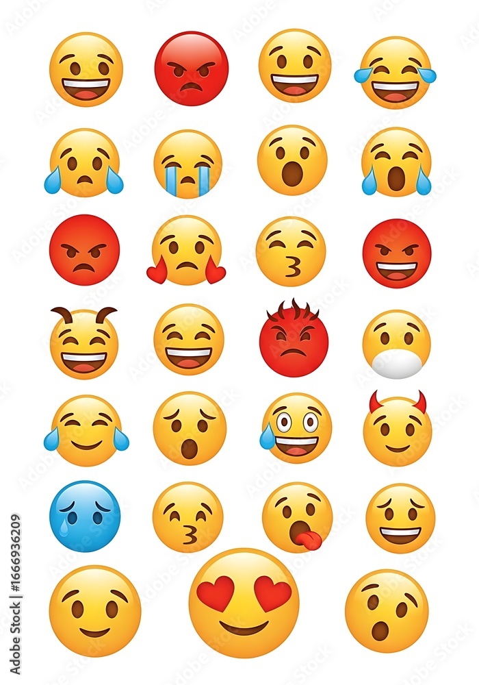 Obraz premium Cute Emoji Faces Pack
