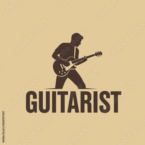 A stylish silhouette of a guitarist playing an electric guitar.  Music, passion, and skill.