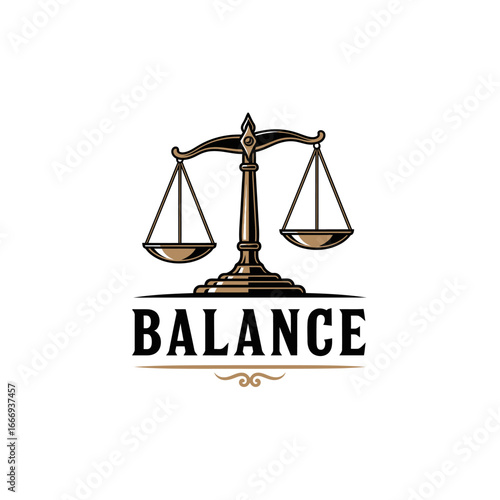 Elegant logo featuring balance scales, symbolizing justice, law, and equilibrium.