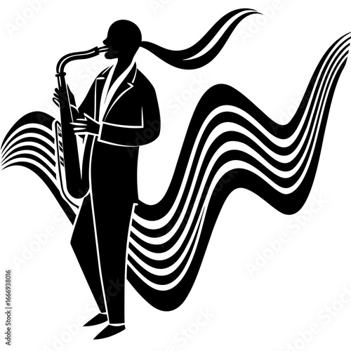 Silhouette of a saxophone player