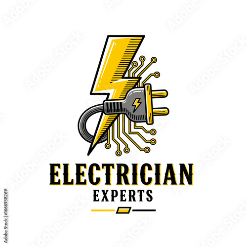 Electrician Experts logo featuring a lightning bolt and plug.
