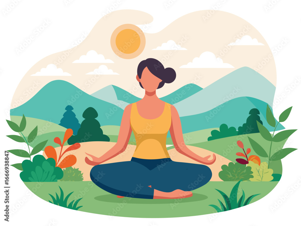 custom made wallpaper toronto digitalWoman Meditating Outdoors in Nature Scene