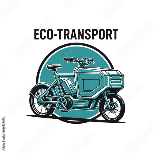 Illustration of an electric cargo bike, promoting eco-friendly urban transport.