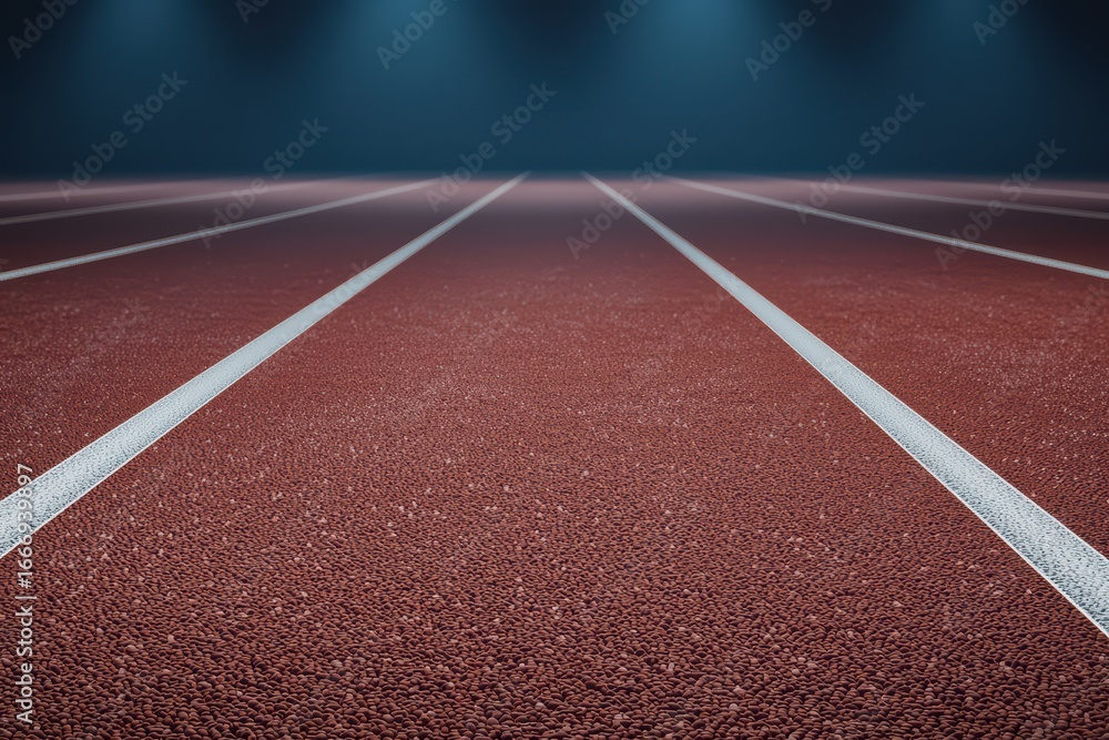 Fototapeta premium Empty Indoor Track Surface with Perspective Lines and Dramatic Lighting in a Sports Facility