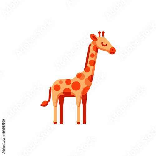A cheerful cartoon giraffe standing gracefully, showcasing its unique spots in a simple background