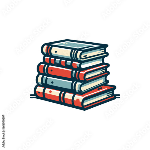 A colorful stack of vintage books resting on a table, showcasing their unique designs and textures