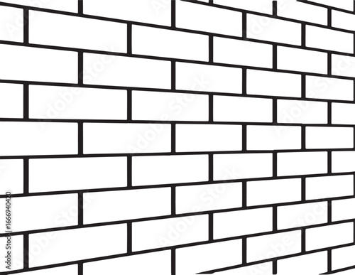 Black outline of a brick wall texture on white background pattern building
