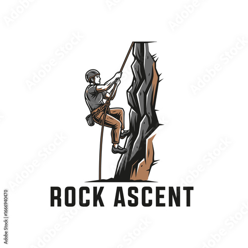A climber ascends a steep rock face, showcasing determination and skill.