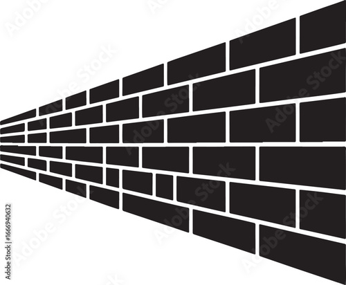 Black Brick Wall Texture With Perspective On White Background brickwork masonry