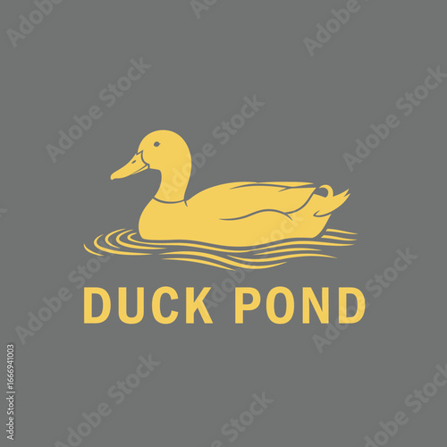 A minimalist logo featuring a yellow duck on a gray background.