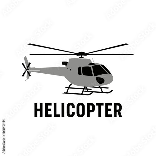 A simple gray helicopter silhouette vector illustration against a white background.