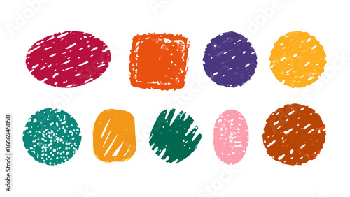 Collection of colorful handdrawn scribble shapes, perfect for adding a playful touch to your designs and illustrations