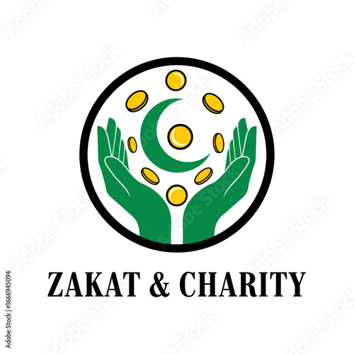 Zakat & Charity logo design.  Illustrates Islamic giving.
