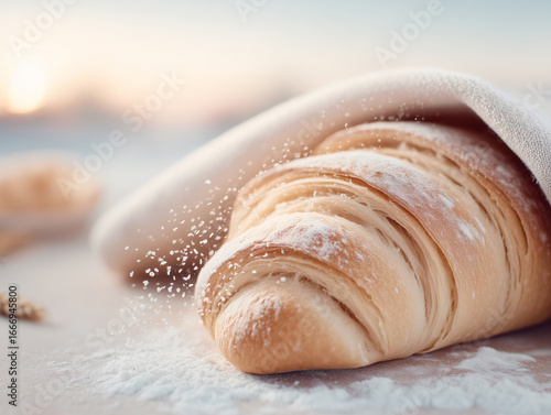 Appetizing Sliced White Bread on a Cutting Board, Bright Light