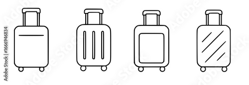 Four vectors of travel suitcase