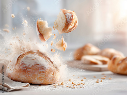 Close-Up of Fresh Sliced White Bread on a Cutting Board