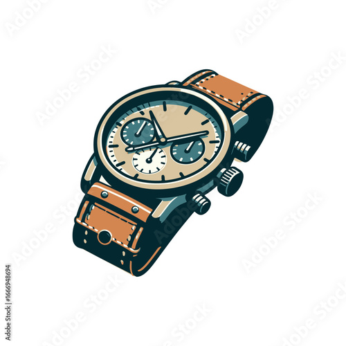 Stylish wristwatch with a brown leather strap displayed on a clean background, ideal for fashion
