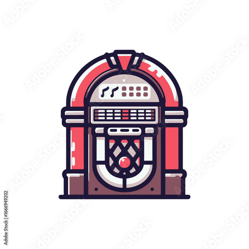 Vintage jukebox illustration showcasing vibrant colors and retro design elements