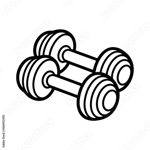 Illustration vector of two dumbbell coloring page