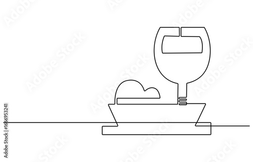 one continuous drawn line of a bottle of beer and a mug hand-drawn picture of a silhouette. Line art. single line