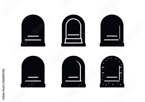 vector solid black filled icons stepwell (carved niches): niche outlines relief lines shadow smear highlight rim stone texture light accent.
