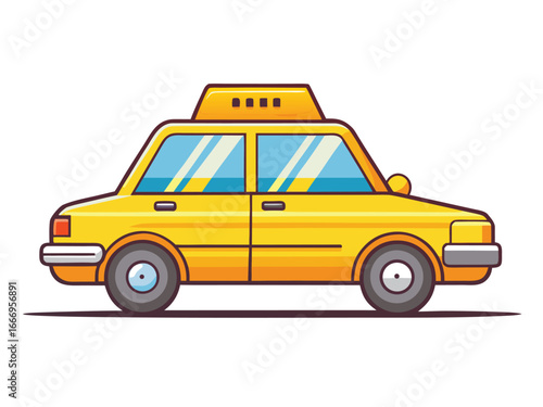 Urban Taxi Vehicle Flat Minimal Vector Art