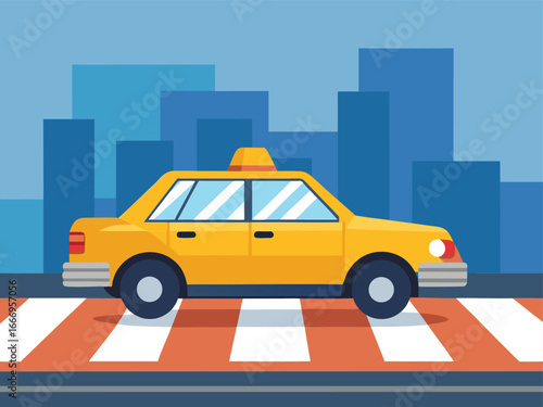 Yellow Car Taxi Service Flat Vector Image