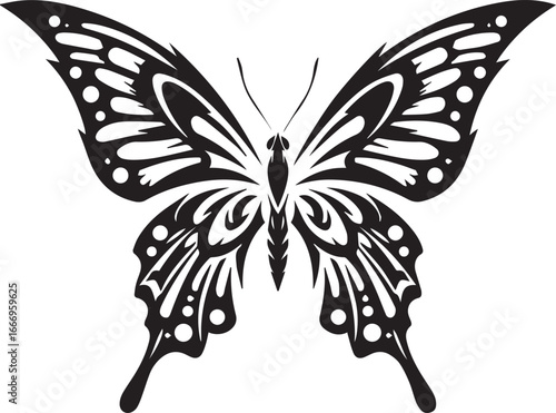 Intricate Tribal Butterfly Tattoo Design Vector Art illustration