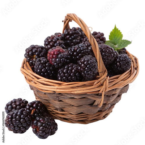 Wallpaper Mural Basket of fresh blackberry isolated on transparent background  
 Torontodigital.ca