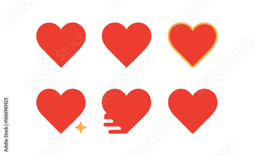 vector colorful filled icons heart reaction (filled heart): solid heart shadow glow rim spark flake motion blur highlight dot.