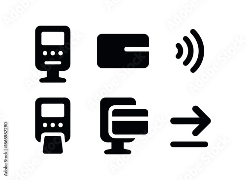 vector solid black filled icons city bus (ticket validator): validator box card slot beep icon shadow smear light rim arrow cue.
