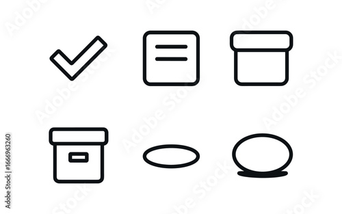 vector outline icons agile sprint board (columns Done): green check task card title header archive box shadow smear highlight rim.