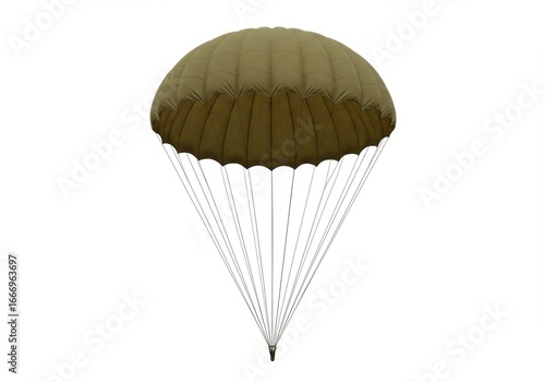 Isolated parachute with deployed canopy against a clean white backdrop