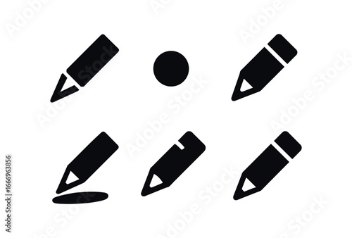 vector solid black filled icons drafting pencil (clutch): clutch mechanism lead pellet barrel seam shadow smear highlight rim label stripe.
