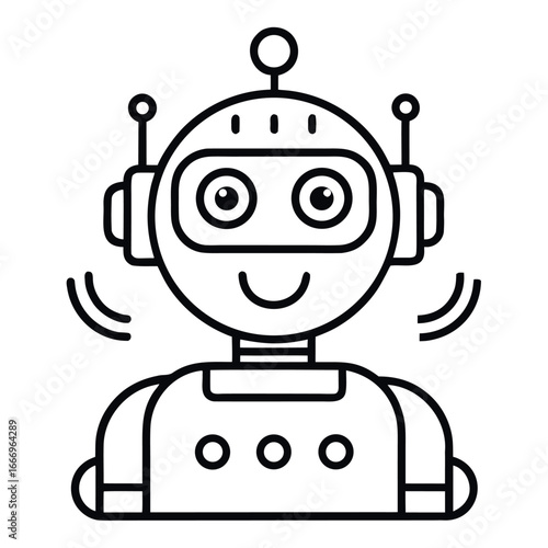 Friendly cartoon robot icon with antennas and happy face