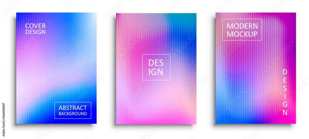 Naklejka premium Abstract pattern background mockup design set. Abstract modern gradient art blue pink poster template. Layout backdrop design for banner, cover, poster or flyer