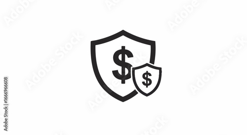 Financial Protection and Security Icon Dollar Sign Shields Insurance and Wealth