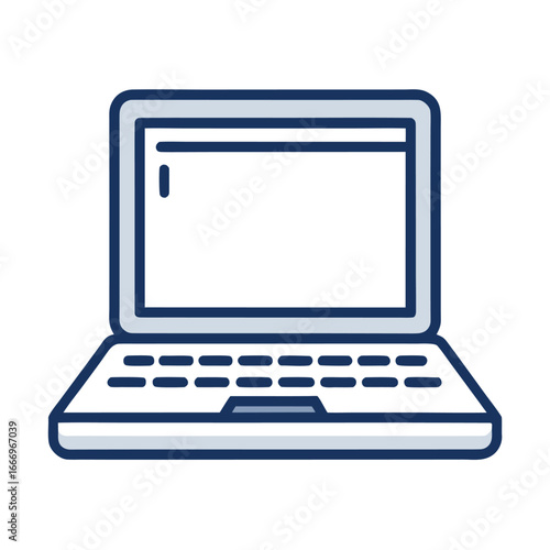 Modern laptop computer icon with blue outline