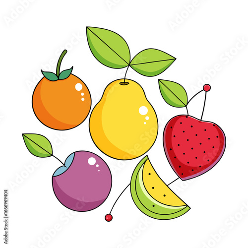 Vibrant assortment of fresh, colorful fruits, perfect for healthy eating, food blogs, and eye-catching designs, creating an inviting and delicious visual appeal