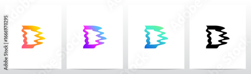 Distorted Liquid Liquify Reflection On Water Initial Letter Logo Design D
