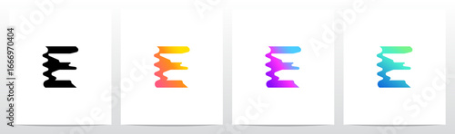 Distorted Liquid Liquify Reflection On Water Initial Letter Logo Design E
