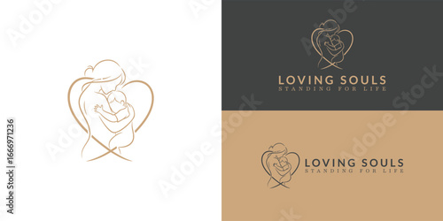 A powerful, simple logo for a pro-life organization. The elegant, single-line drawing of a mother embracing her child within a heart symbolizes a mother’s love and the sanctity of life.