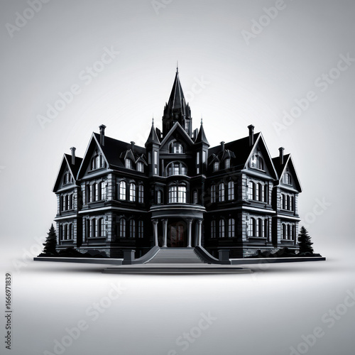 Elegant Gothic Victorian mansion with intricate architecture luxury design historic heritage grand exterior ornate towers and timeless structure for tourism and landmark appeal