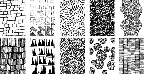 Collection of hand drawn decorative greek patterns for artistic design