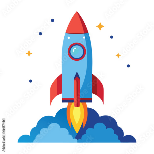 Startup rocket silhouette vector icon on white background.