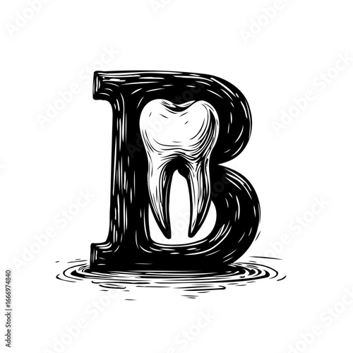 Stylized initial B intertwined with a tooth emblem representing dental care and orthodontic